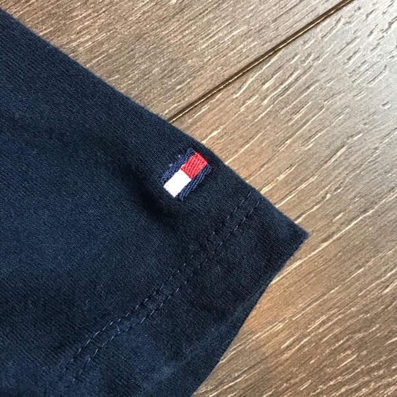 Tommy Hilfiger Men’s Classic Signature Flag Logo Navy Blue T-Shirt Size Large - Picture 5 of 9